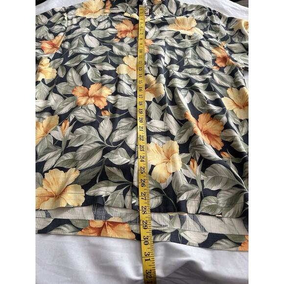 Tommy Bahama Tropical Flower Silk Camp Shirt Mens Size Medium Green Yellow Beach - Picture 6 of 6